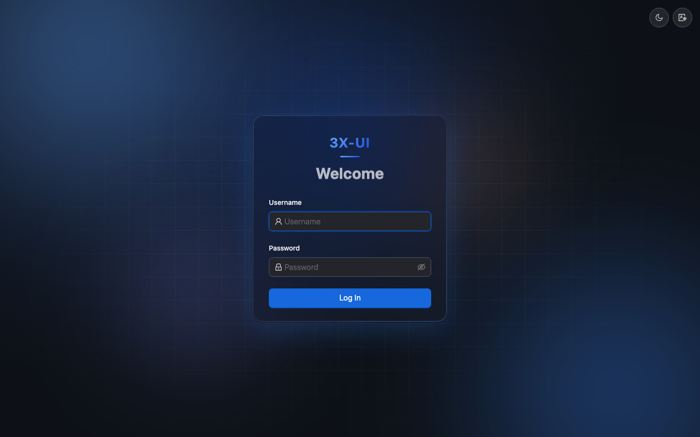 Страница входа в панель 3x-ui